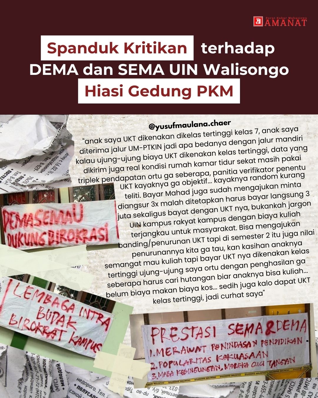 DEMA dan SEMA UIN Walisongo, Spanduk Kritikan DEMA dan SEMA